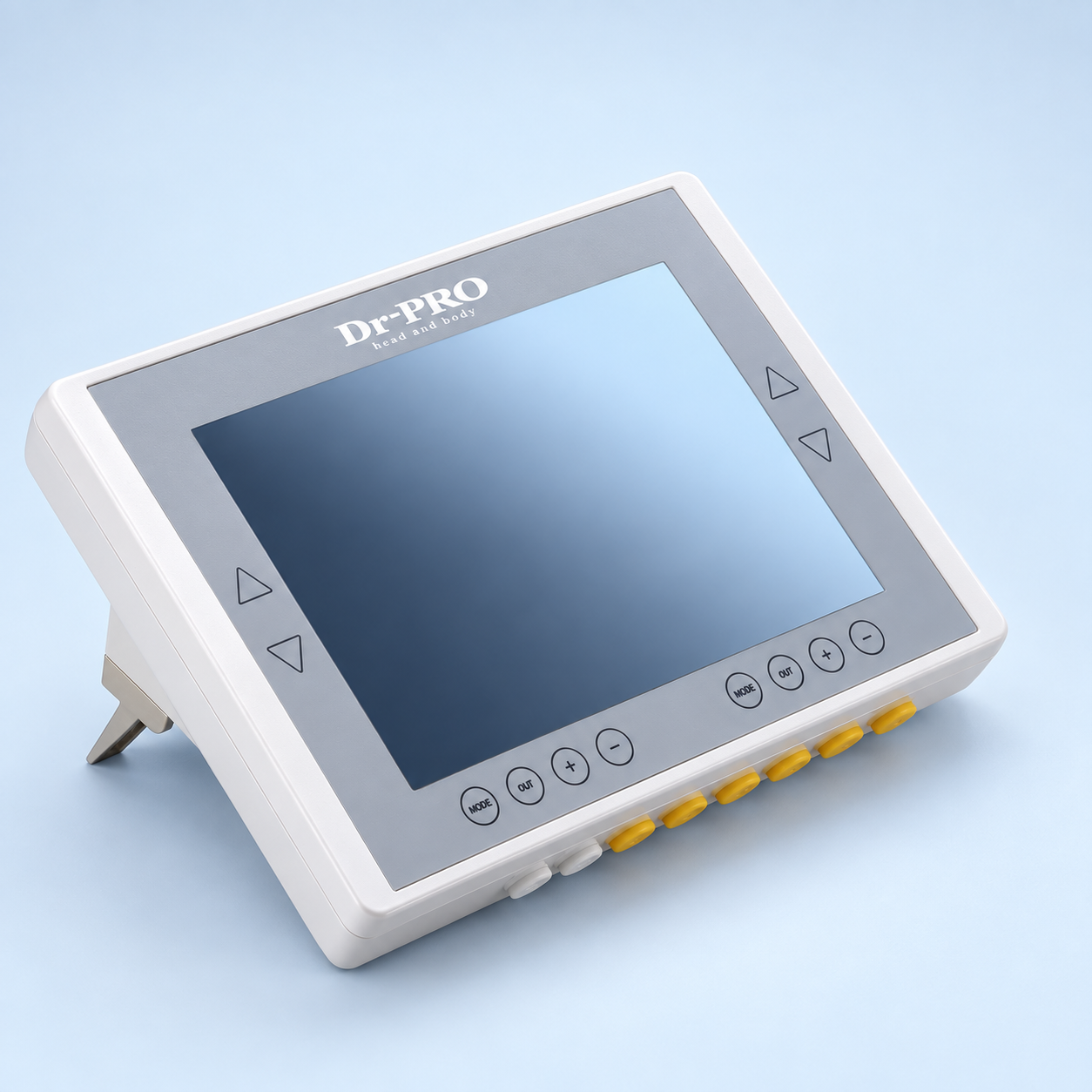 Dr-PRO console showing its screen, physical controls and connections